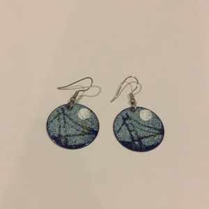 Blue Speckled Golden Gate Earrings
